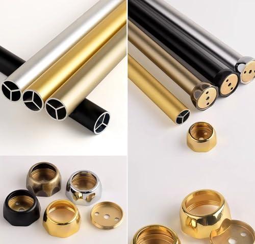 Oracra Closet Rod Champagne Gold Closet Rods and Brackets, Heavy Duty Hanging Clothes Rack, 17 18 24 29 30 32 36 48 50 Inch Removable Clothing Valet Pole Bar,(Champagne,35cm(13 3/4"))