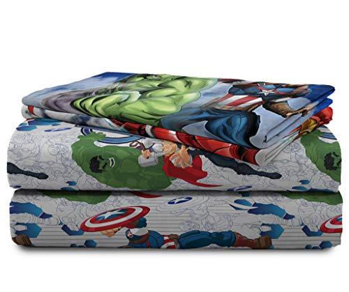 Jay Franco Marvel Avengers Blue Circle 5 Piece Full Bed Set - Includes Reversible Comforter & Sheet Set - Bedding Features Captain America & Iron Man - Fade Resistant Microfiber (Official Marvel Product)