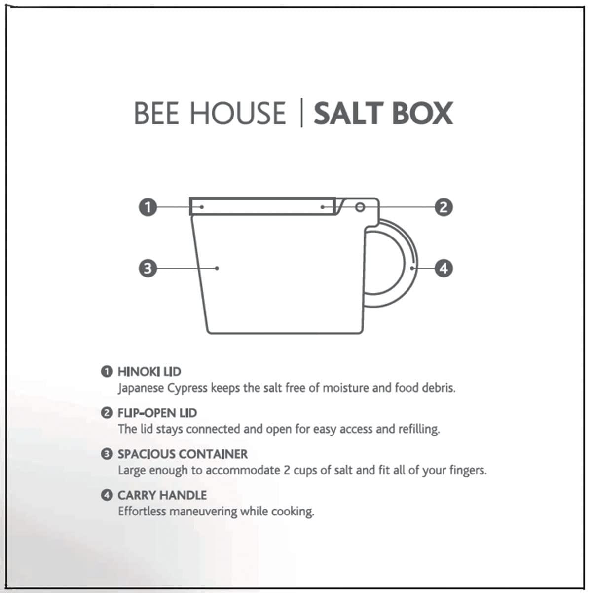 ZERO JAPAN() Zero Japan Bee House Premium Salt Box with Hinoki Lid - Container for Sea Salt, and Spices - Elegant Cellar for Kitchen Countertop - Ice Blue, 16 oz