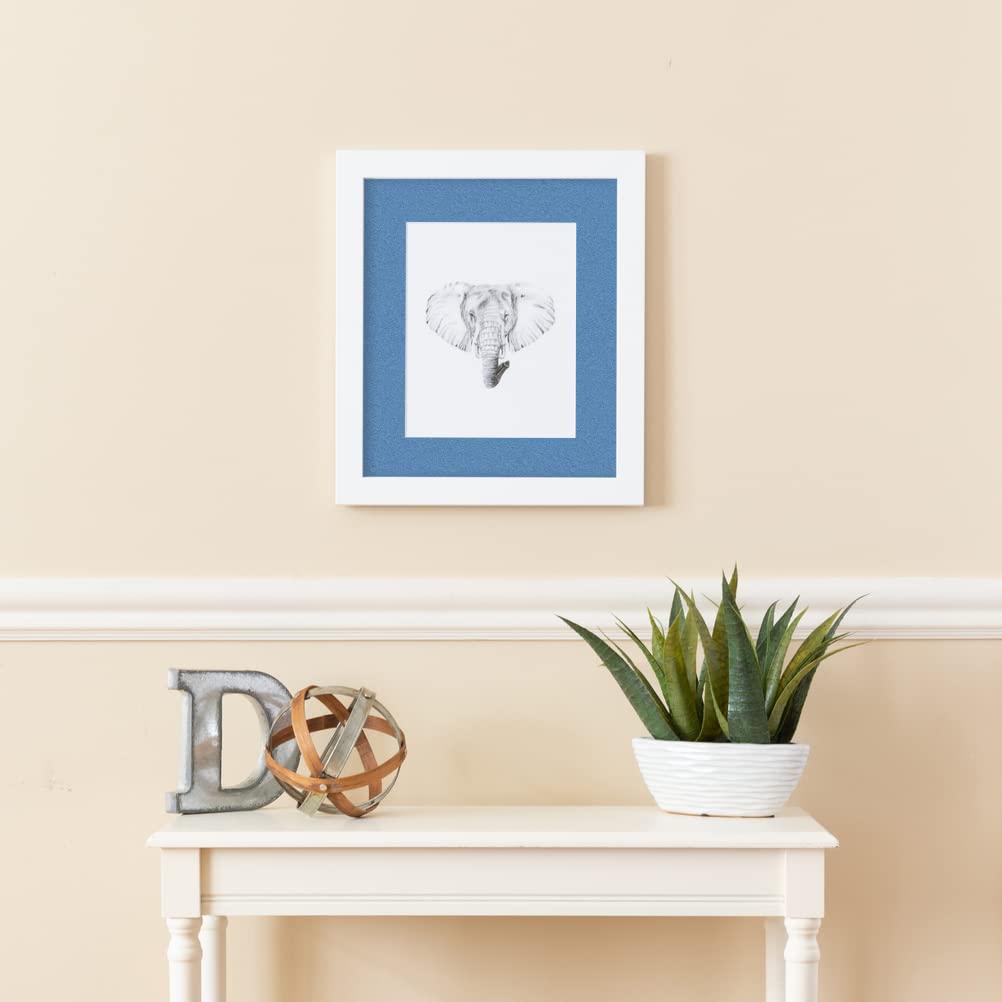 ArtToFrames ArtToFrames 26x34 inch Satin White Frame Picture Frame with 2 Inch Single Liberty Blue Mat, SingleMat-FRBW26074-26x34-817