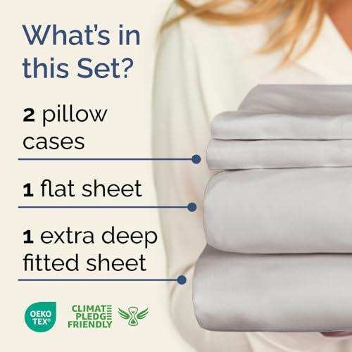 CGK Unlimited Extra Deep Pocket King Sheets - 4 Piece Breathable & Cooling Bed Sheets - Hotel Luxury Bed Sheet Set - Soft, Wrinkle Free & Comfy - Easily Fits Extra Deep Mattresses - Deep Pocket French Grey Sheets