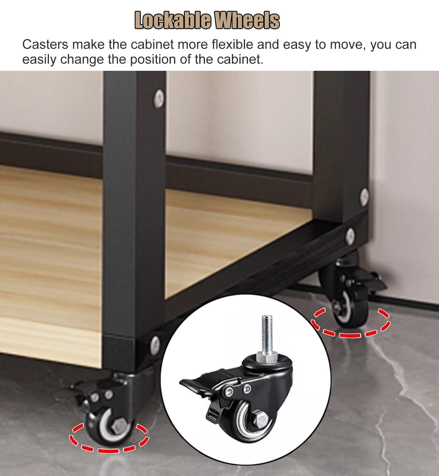 JYHHCYS JYHHCYS Tall Stereo Racks and Stands on Wheels Media Storage Cabinet Rack, Black Modern Entertainment Stereo Components Stand, Audio Video Equipment Rack (Size : 8 tier-50cm Wide)