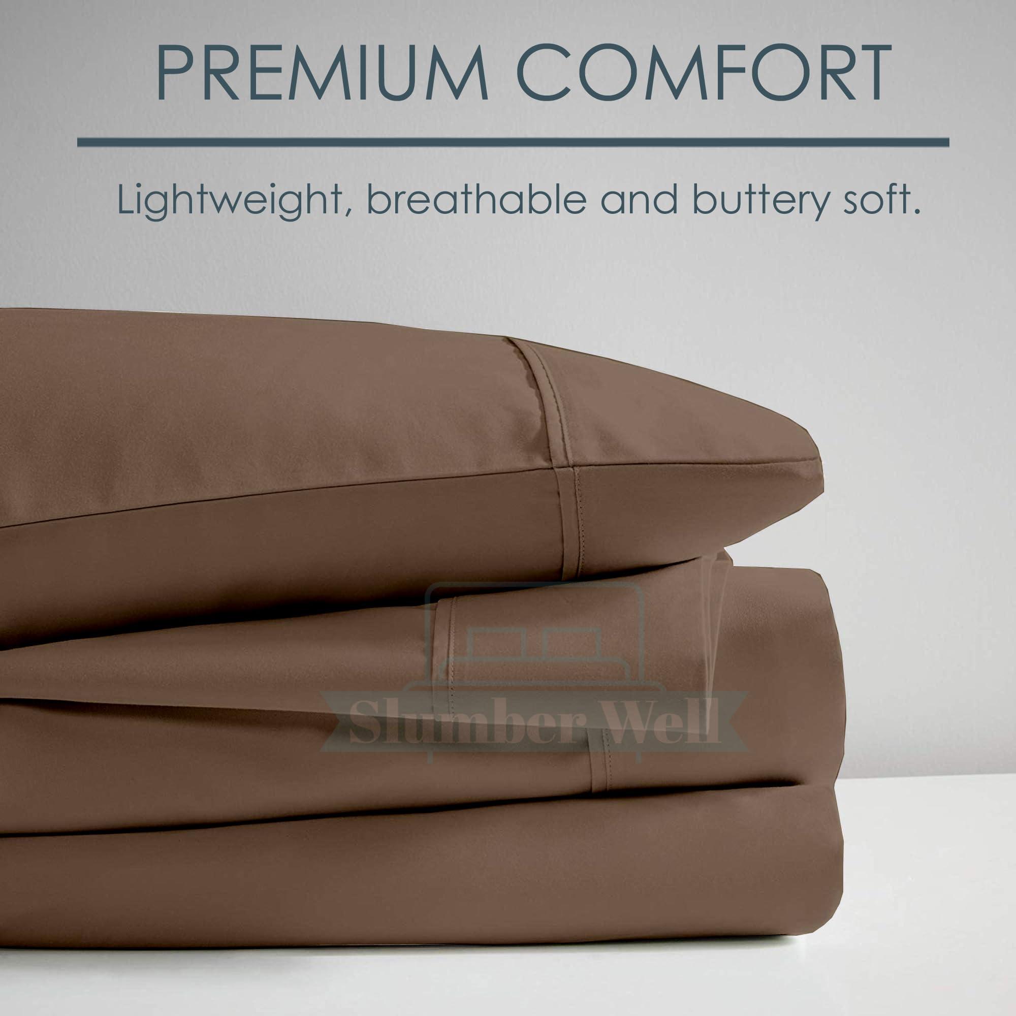 SlumberWell Split King Sheets Sets for Adjustable bed - 5 Pcs Split King Sheet Set with 2 Twin Xl Fitted Sheet - 600 Thread Count 100% Egyptian Cotton Sheets Set - 30 Inch Deep Pocket Sheets - Taupe Solid