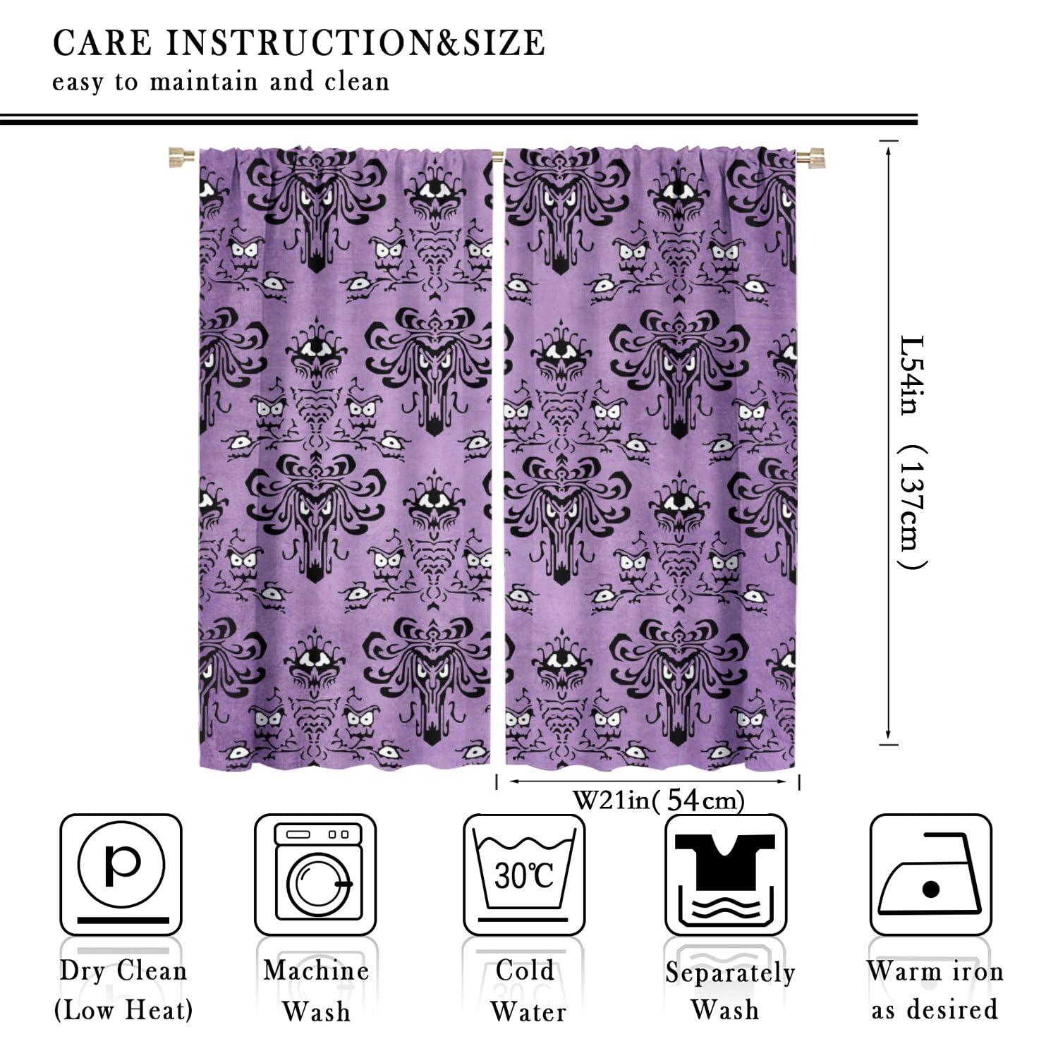 SENRUEGT Halloween Purple Haunted House Window Curtains,Teenage Boys Bedroom Living Room Halloween Party Event Decorative Drapes 42x54 Inch