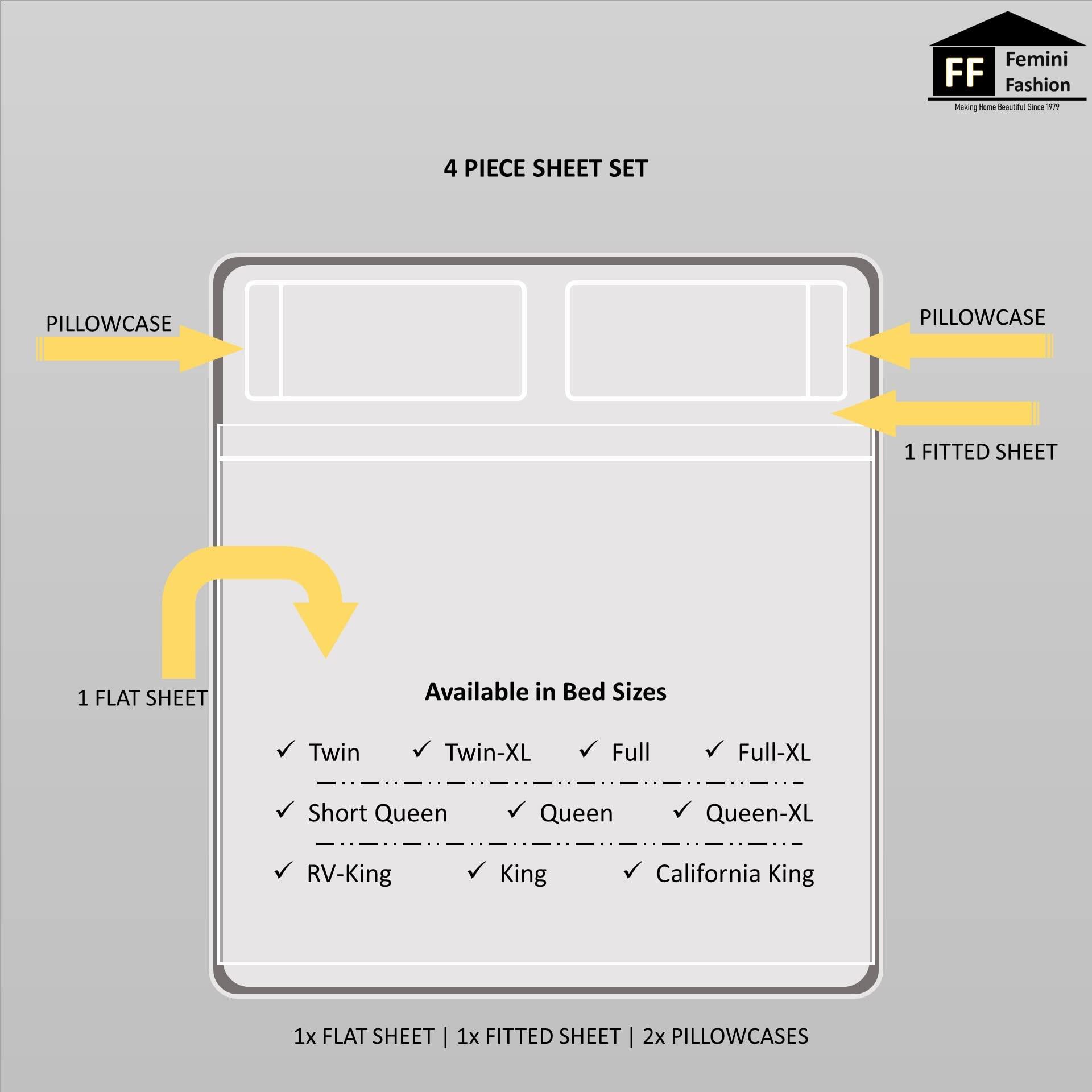 Femini Fashion Femini Fashion Extra Deep Pocket 1000 Thread Count 100% Egyptain Cotton Sheet Set, [4 PCs] 28 Inch Extra Deep Pockets, Long Staple Combed Cotton Bedsheets, Silky Sateen Weave (Twin, Ivory)