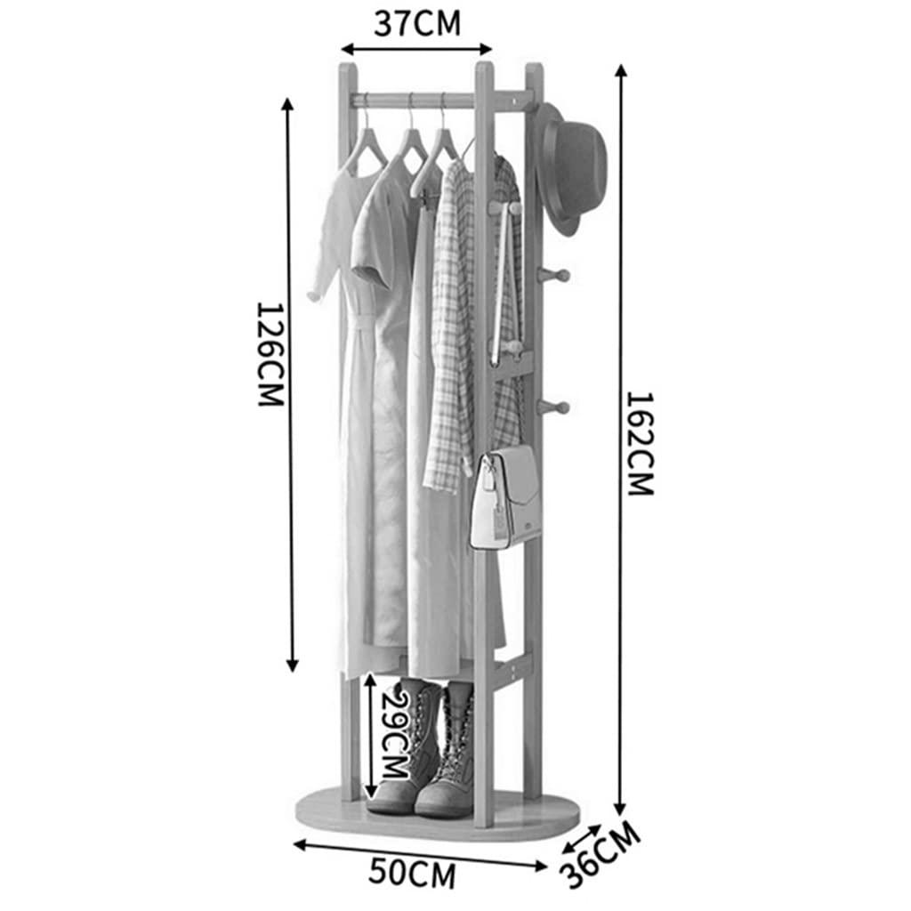 HomeLoft Basics Coat Tree Freestanding Bamboo Wood Garment Rack, Corner Clothes Hanging Rack, 50 * 36 * 162cm, Space Saver (Khaki)