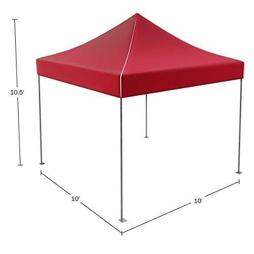 Stalwart Pop-Up Outdoor Canopy Shade - 10x10 Water-Resistant Party Tent with Instant Setup and Portable Carrying Bag for Storage or Transport by Stalwart (Red)