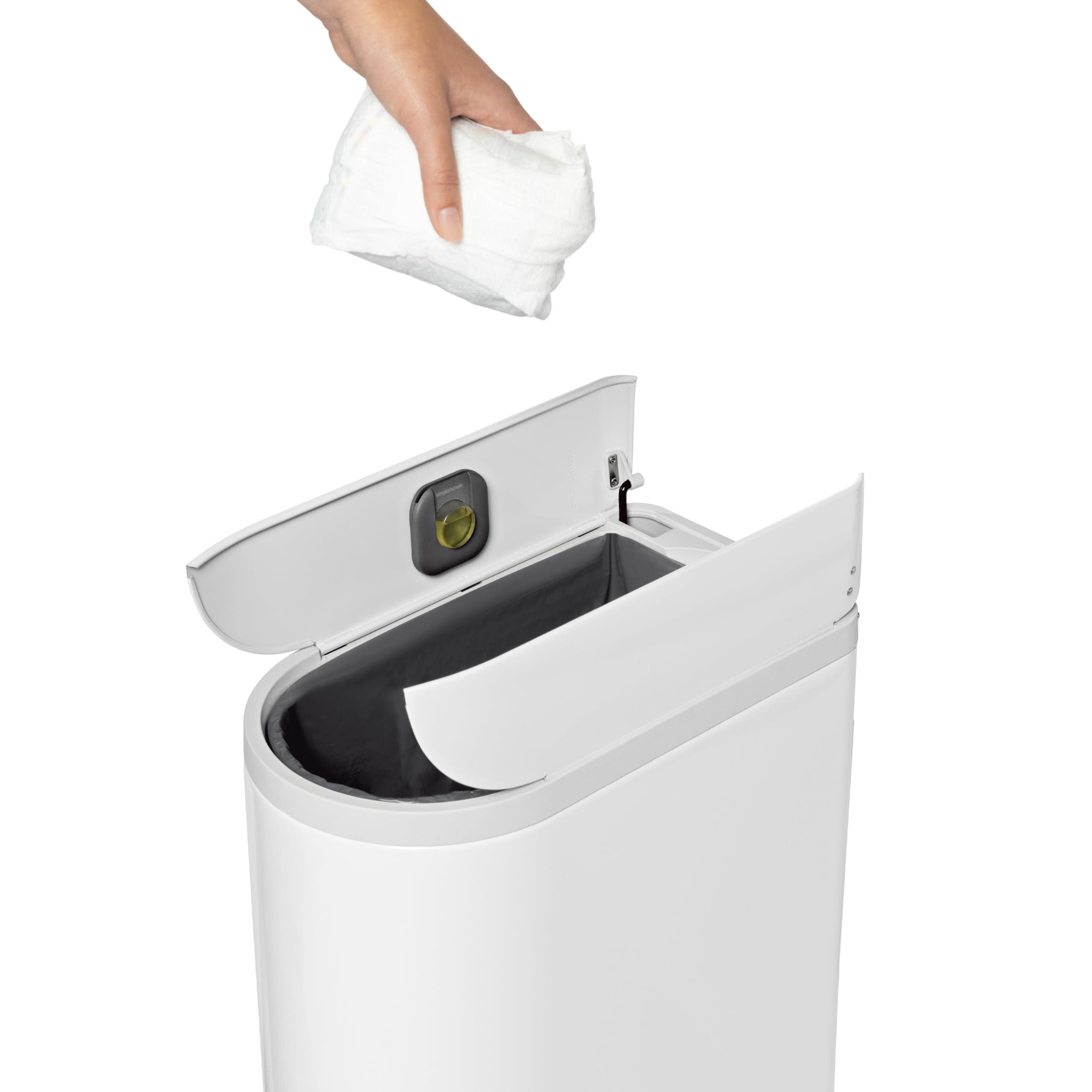 simplehuman simplehuman Diaper Can with Odor Control System (Odorsorb Pods and Odorsorb Liners), 18 Liter/ 4.8 Gallon, White Stainless Steel