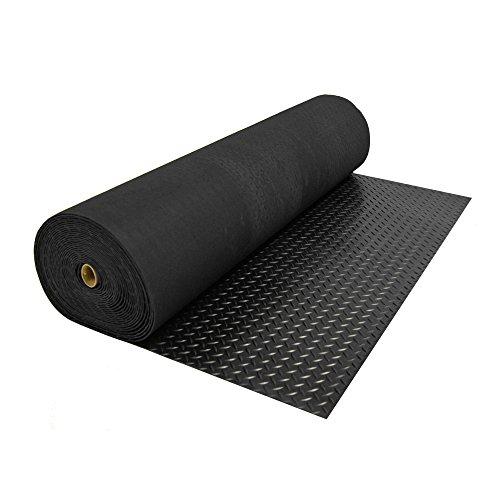 Rubber-Cal Rubber-Cal Diamond-Plate Rubber Flooring Rolls - 3 mm x 4 ft x 15 ft Rolls - Black