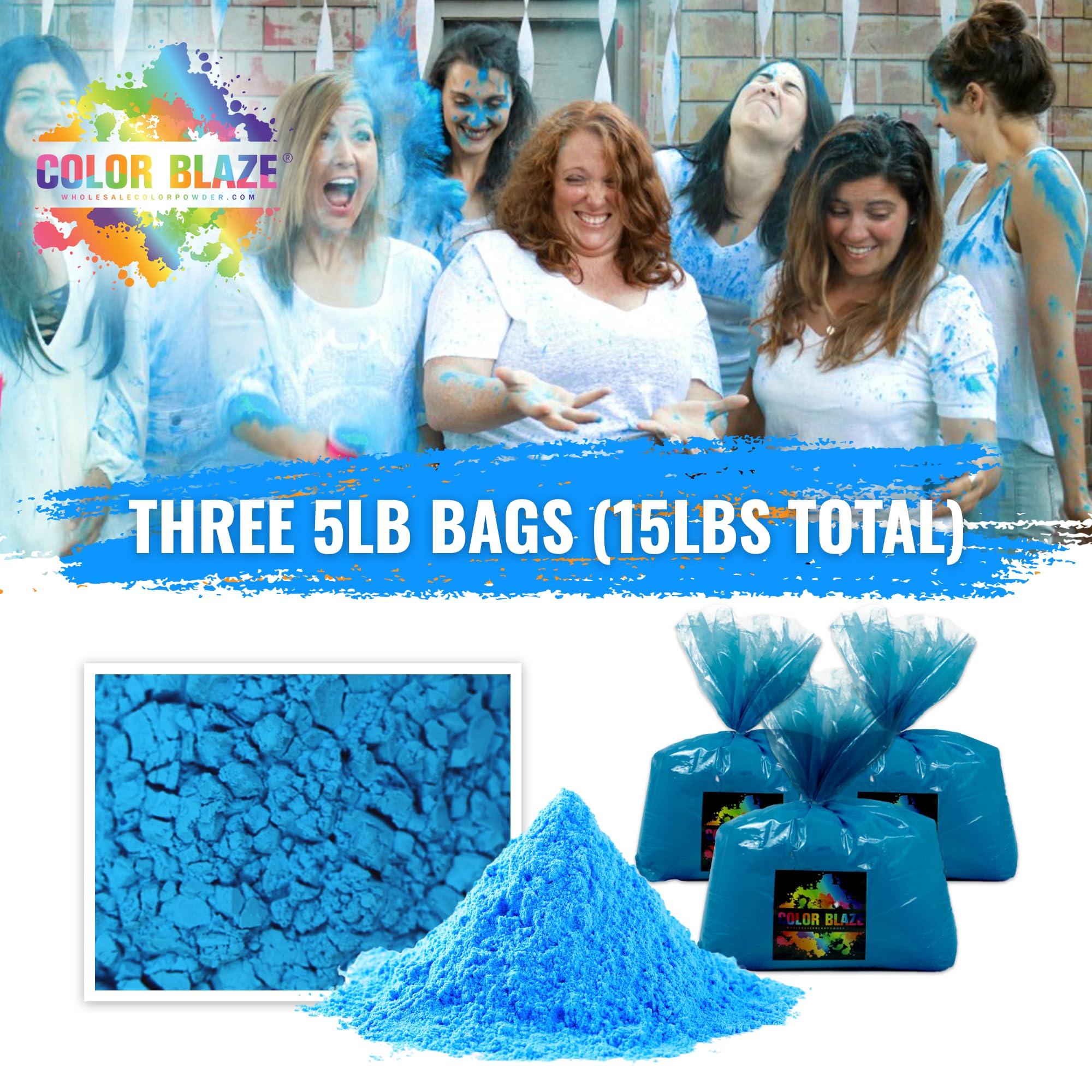 Color Blaze Color Blaze Baby Gender Reveal Color Powder - 15lbs of Blue Colored Powder - for Car & Motorcycle Burnout, Exhaust, Toss, Photoshoot, Party & Festivals - Pack of 3 Bags with 5 Pounds Each - Blue