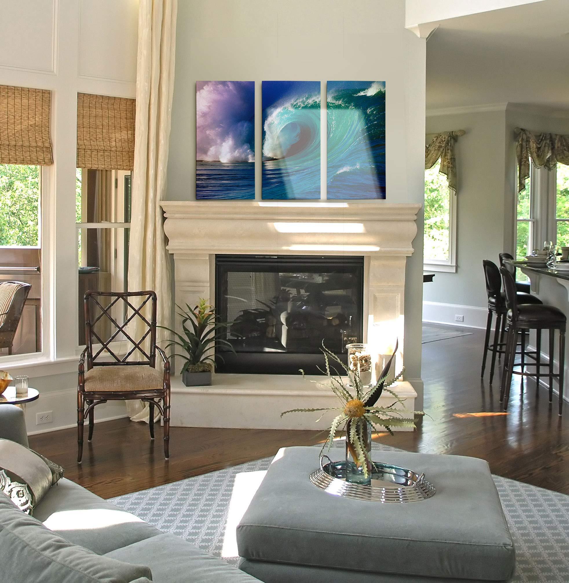 Renditions Gallery Renditions Gallery-Canvas Print Wall Art-Waimea Bay Wave-Gallery Wrapped-Lanscape-Modern-Home Dcor-Ready to Hang-3 Pieces-Each Canvas 12in.Wx24in.Hx1.5in.D-Total Size-36in.Wx24in.Hx1.5in.D