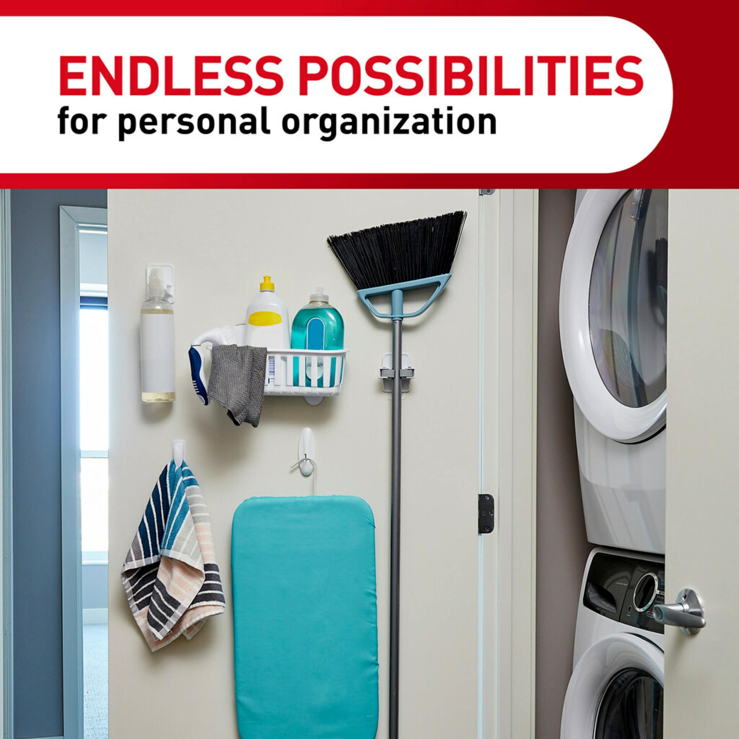 Command Command Broom and Mop Grippers, 3 Hangers and 6 Command Strips, Damage Free Hanging Wall Mount Broom and Mop Holder, Household Cleaning Organizer for Organization and Storage, Holds up to 4 lb