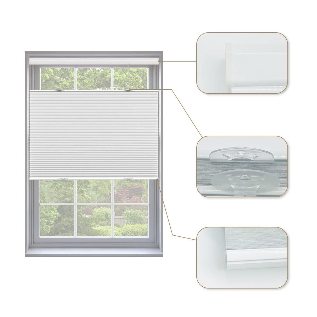 TINFONBLY Blackout Top Down Bottom Up Cellular Shades- Cordless Total Privacy Honeycomb Blinds, Room Darkening Thermal Insulated blinds for window and door, White-Blackout, 33 "W x 64" H