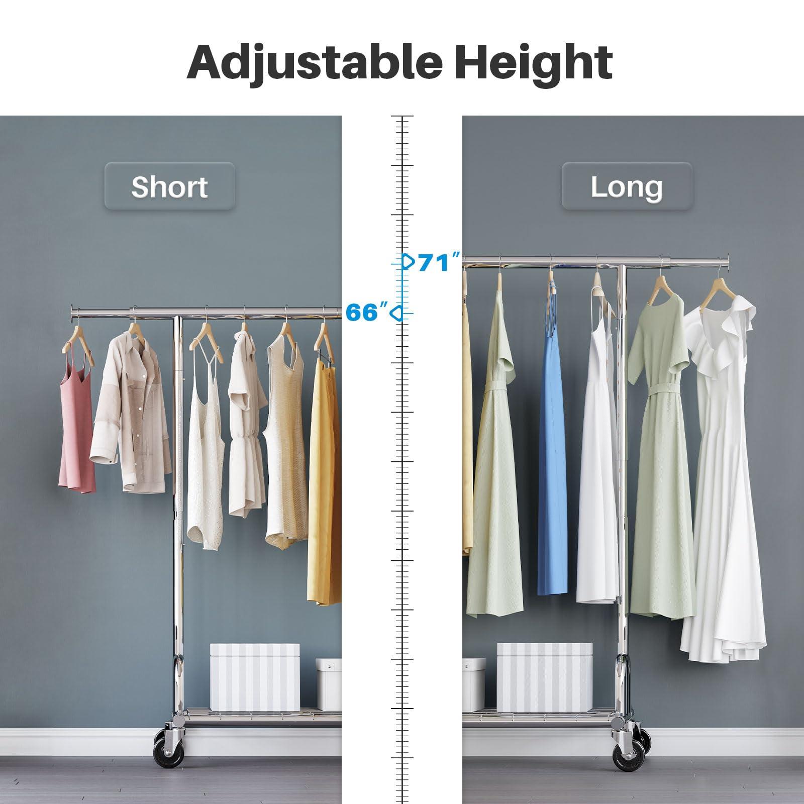 HOKEEPER HOKEEPER Clothing Garment Rack Capacity 525LBS Clothing Racks on Wheels Rolling Clothes Rack for Hanging Clothes Heavy Duty Collapsible Commercial