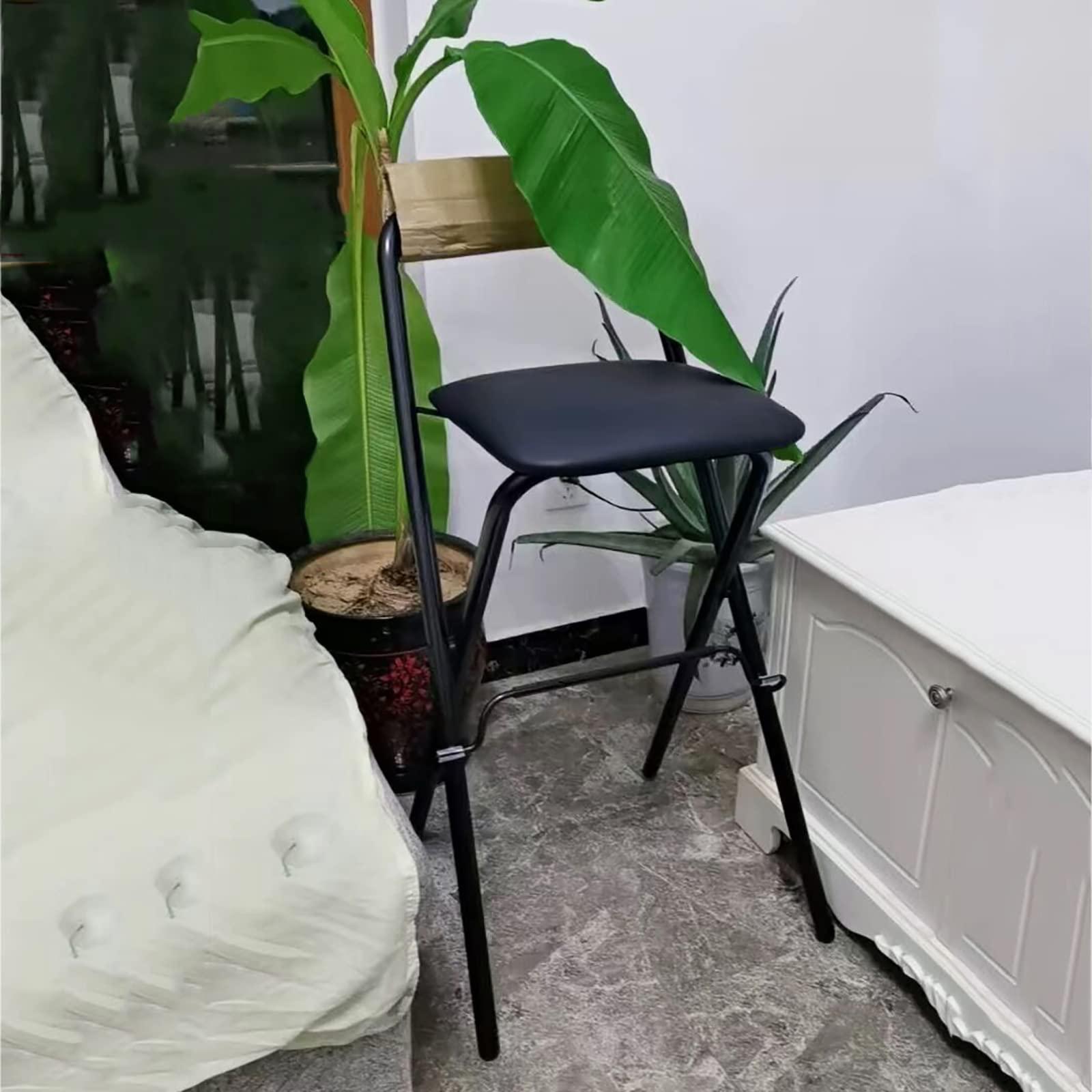 DDB Folding Stool Padded Counter Height Bar Stool,Collapsible Bar Chairs with Backrest & Footrest,Folded Tall Bar Stools for kitchen Gameroom,1 PC