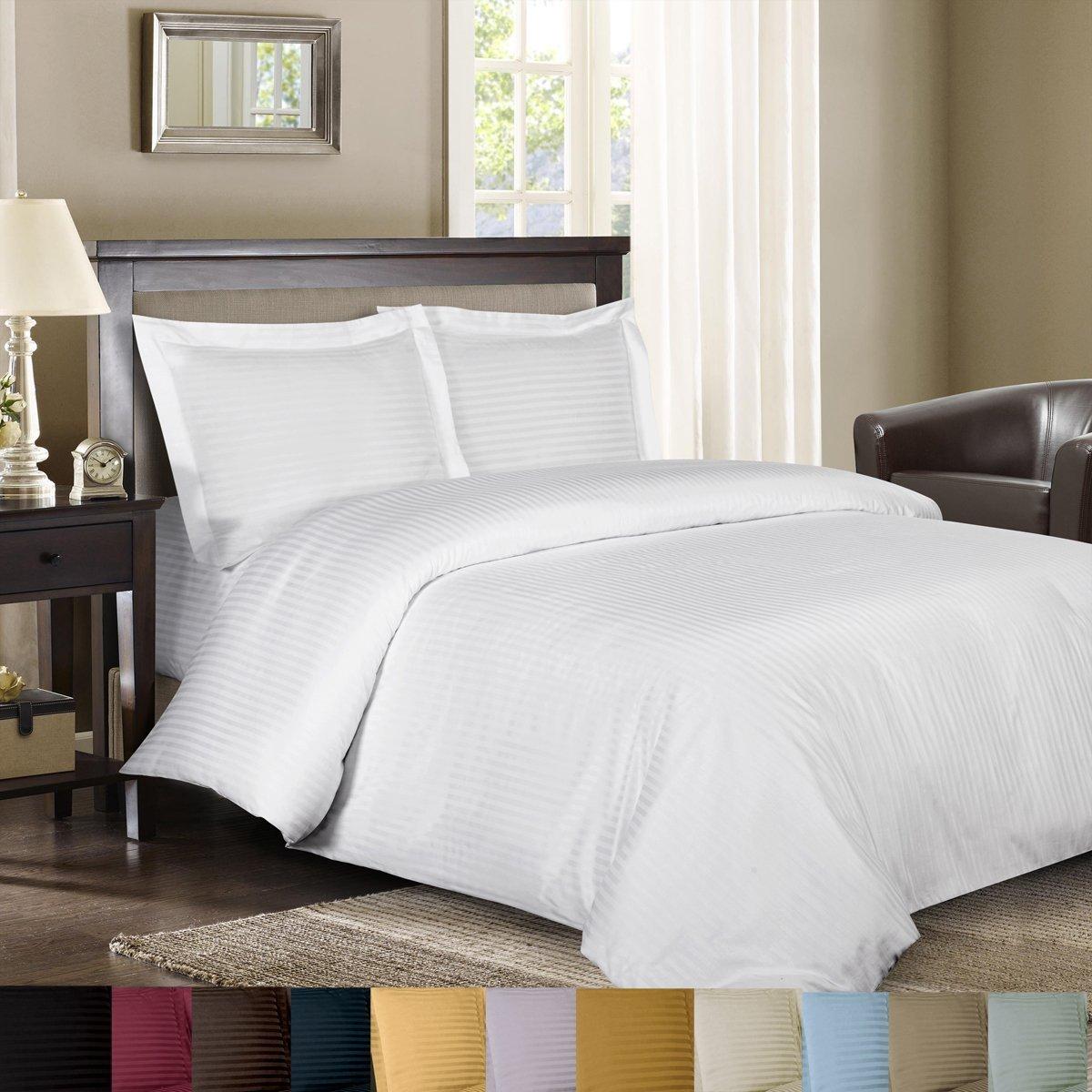 Royal Hotel Bedding Royal Hotel Bedding Stripe Chocolate Olympic-Queen Size Sheets, 4PC Bed Sheet Set, 100% Cotton, 300 Thread Count, Sateen Striped, Deep Pocket