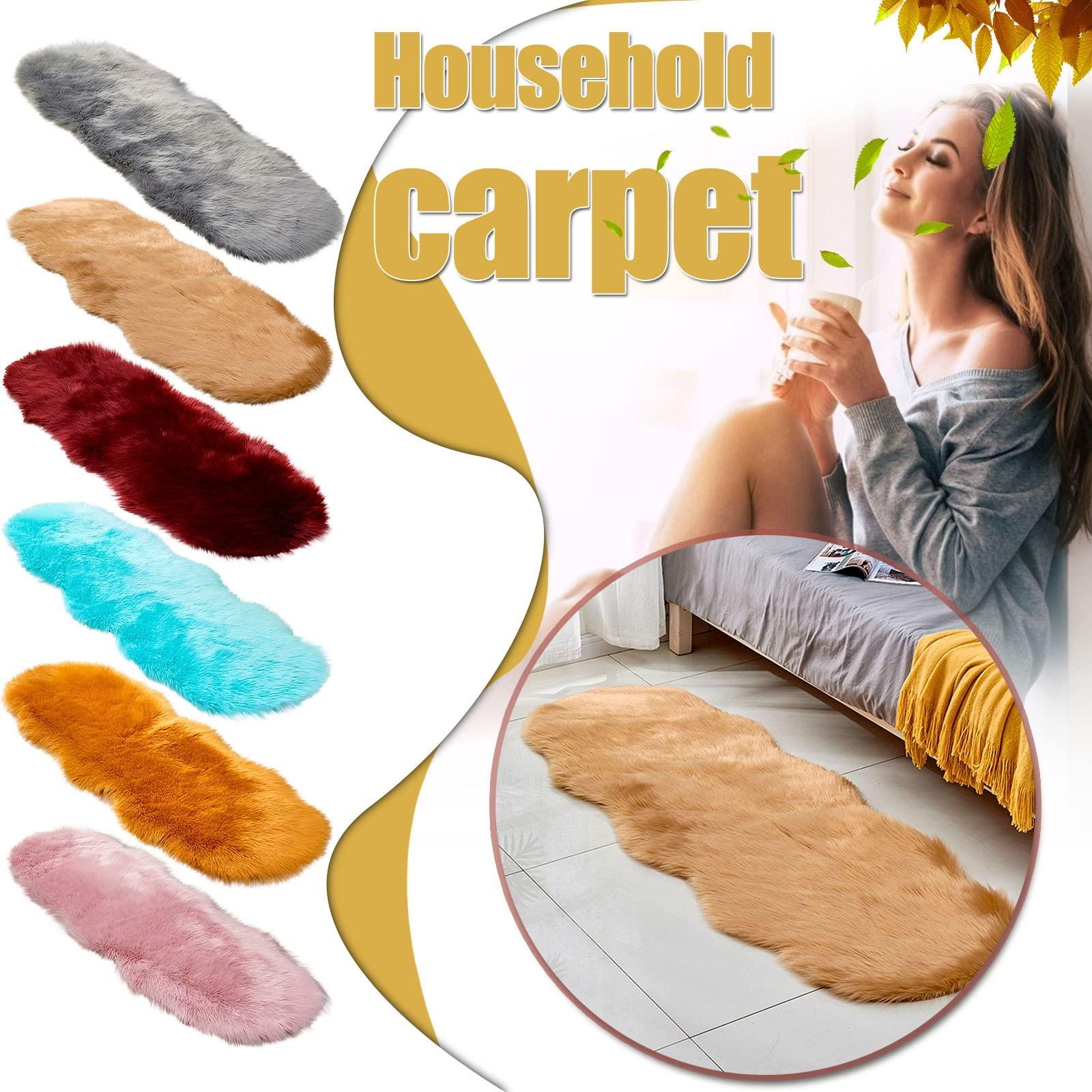 KELINFONG Ultra Soft Faux Fur Rug - 2x5 Feet 17 Colors Faux Sheepskin Fur Area Rug Shaggy Couch Cover Seat Cushion Furry Carpet Beside Rugs for Indoor Bedroom,Living Room Runner,Dorm Room (Khaki)