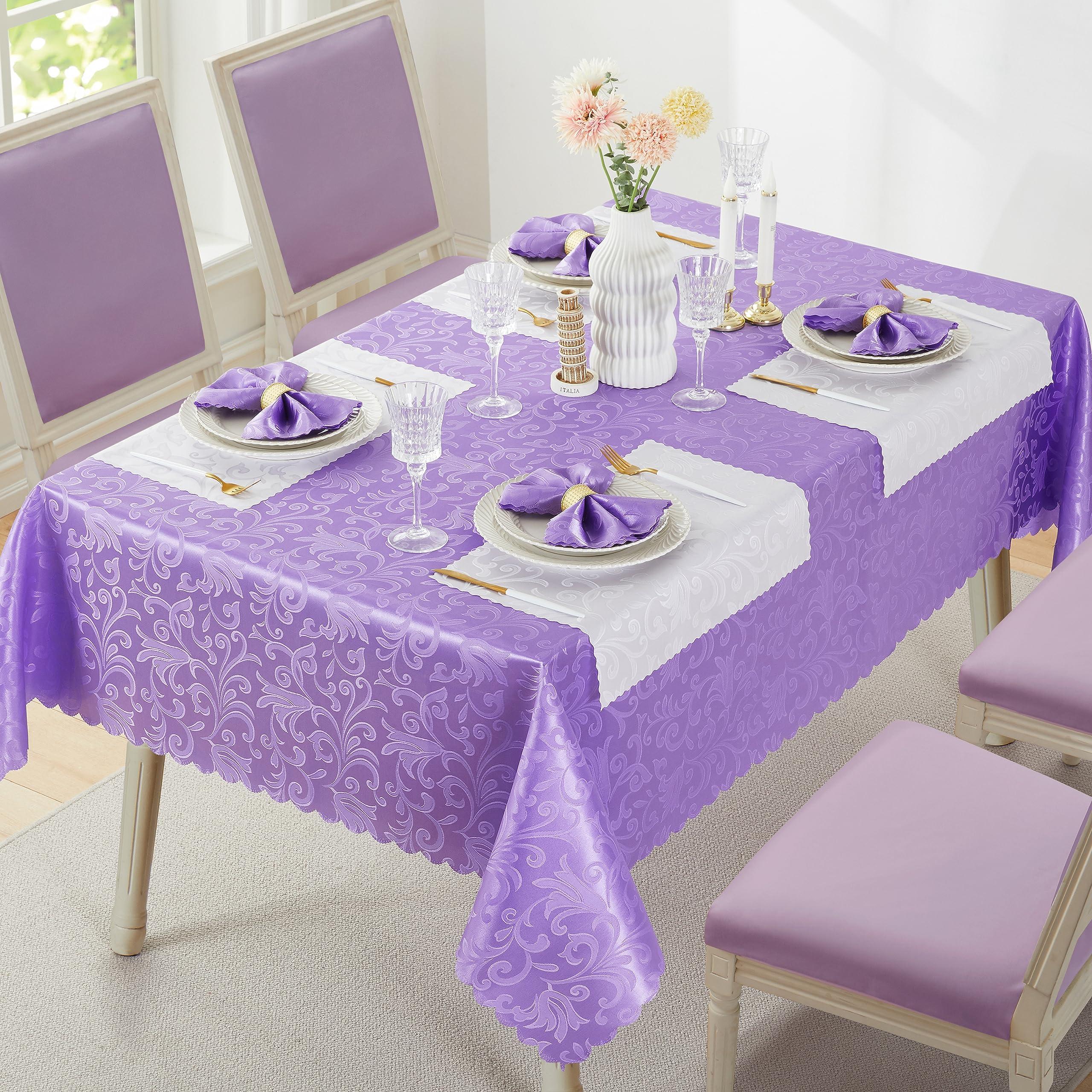 HommxJF HommxJF 12 Pieces Wave Scroll Damask Jacquard Satin Napkins Light Purple Cloth Napkins 17 x 17 inch,Water Resistant Spillproof Dinner Napkins for Restaurant Weddings Party Dinner Decoration