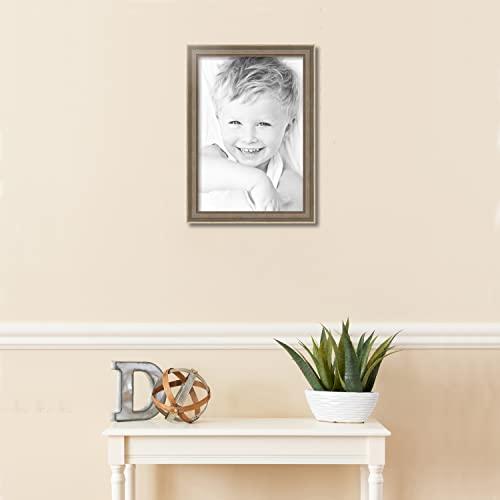 ArtToFrames ArtToFrames 13x19 Inch Silver Picture Frame, This 1.50 Inch Custom Wood Poster Frame is Aged White Gold - Comes with Economy Acrylic and Corrugated Backing (WOMD8808-13x19)