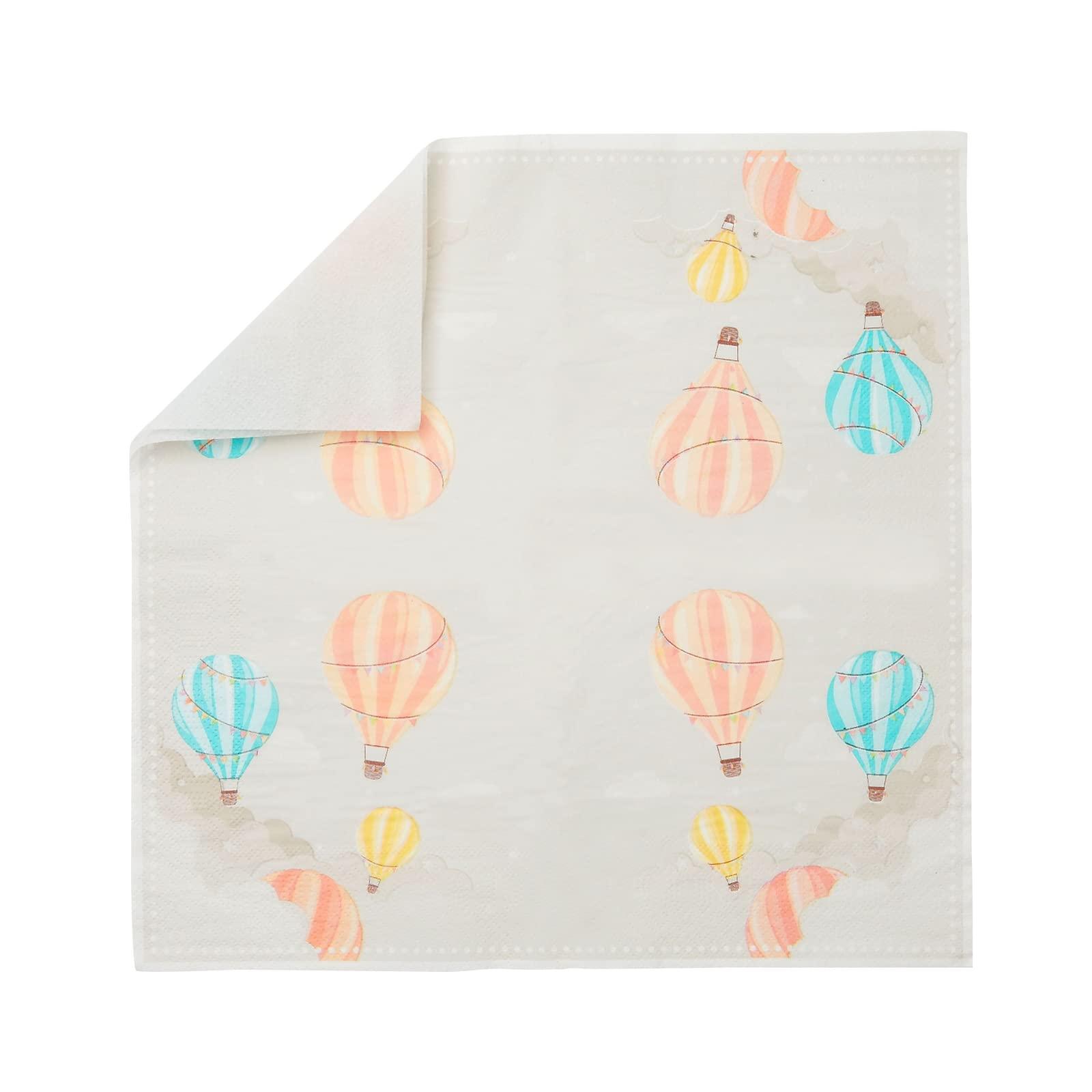 Sparkle and Bash Sparkle and Bash 168-Piece Hot Air Balloon Party Decorations for Baby Shower, Birthday Party, Disposable Dinnerware Set with Paper Plates, Plastic Cutlery, Cups, and Napkins (Serves 24)