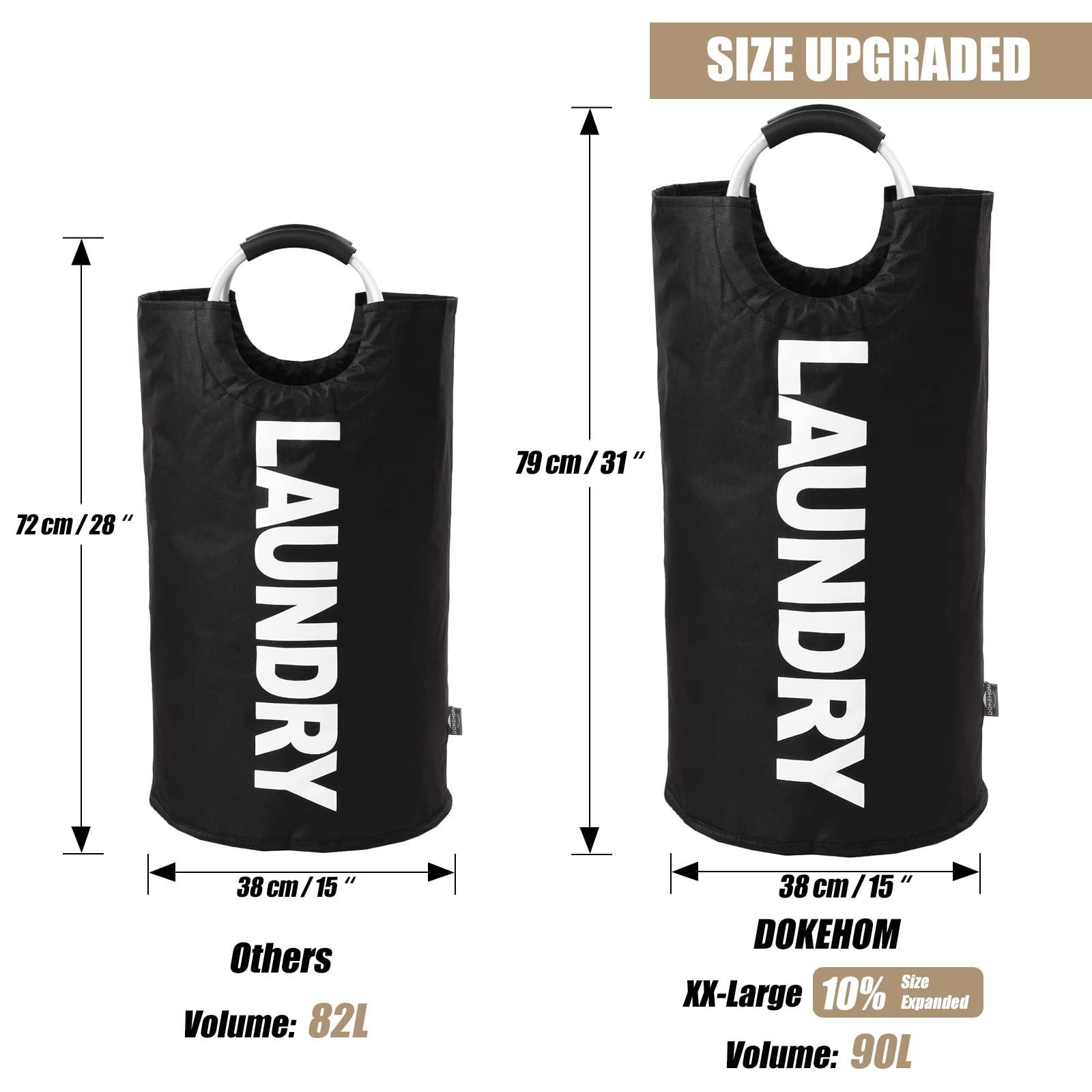 DOKEHOM DOKEHOM 90L Large Laundry Basket, Collapsible Laundry Bag, Freestanding Tall Clothes Hamper, Foldable Washing Bin (Black)