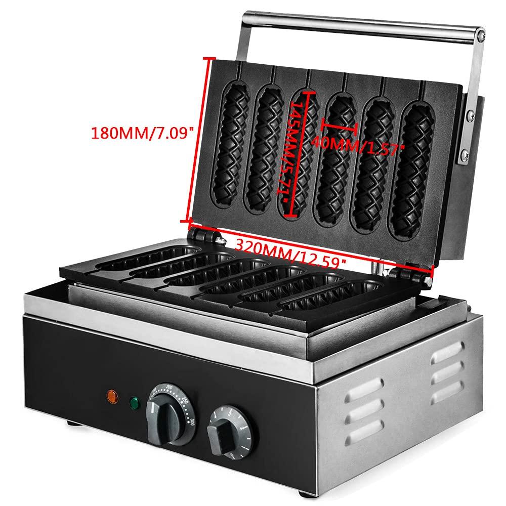 TBVECHI Waffle Corn dog Maker Commercial Waffle Maker, 110 V 1500W 6PCS Electric Waffle Hot Dog Maker, Crispy Baking Corn Dog Waffles Non-Stick Maker(Type 1)