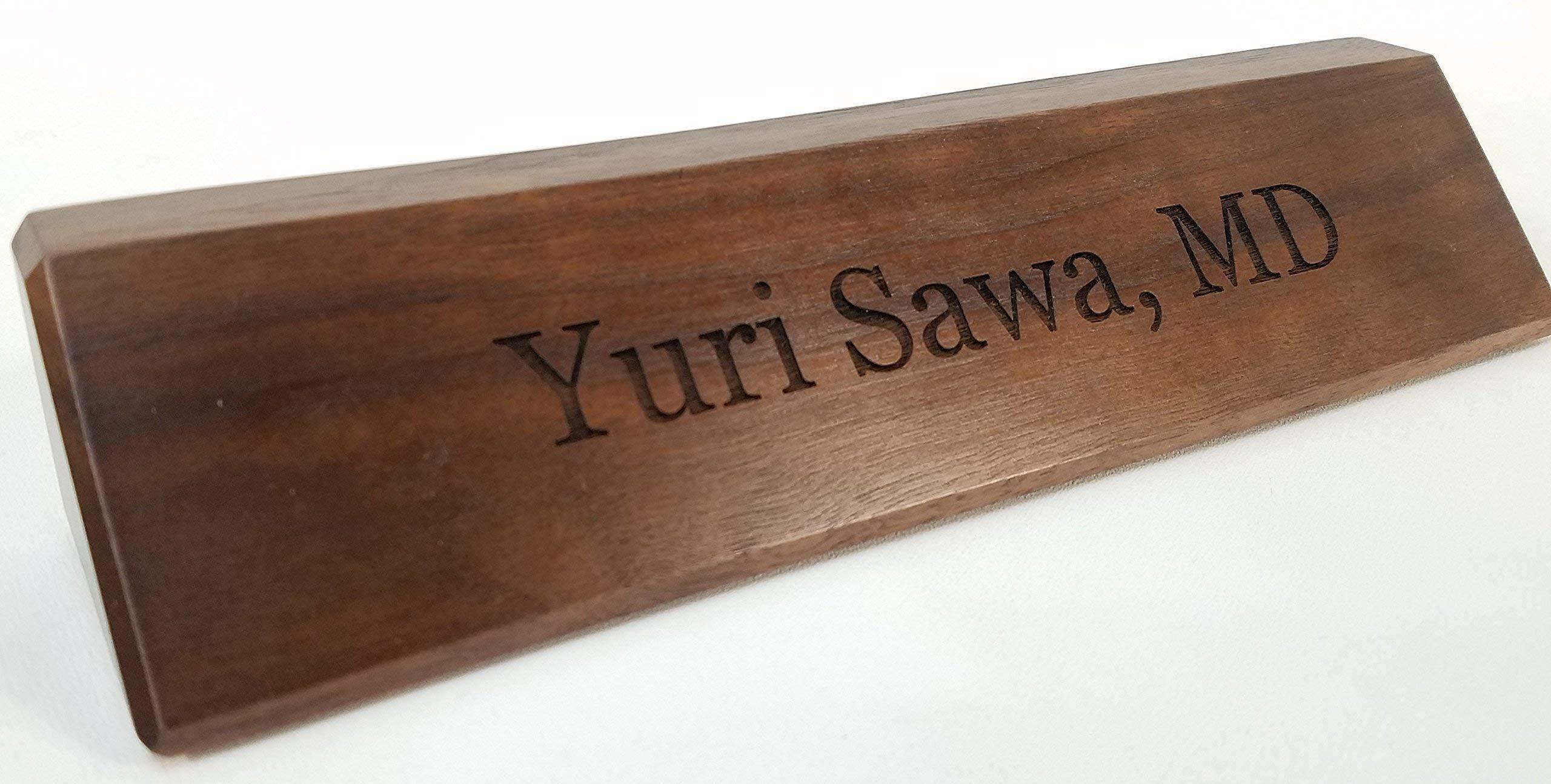 Generic Walnut Desk Nameplates - Personalized Office Name Plate - Executive - Engraved Name Desk Wedge