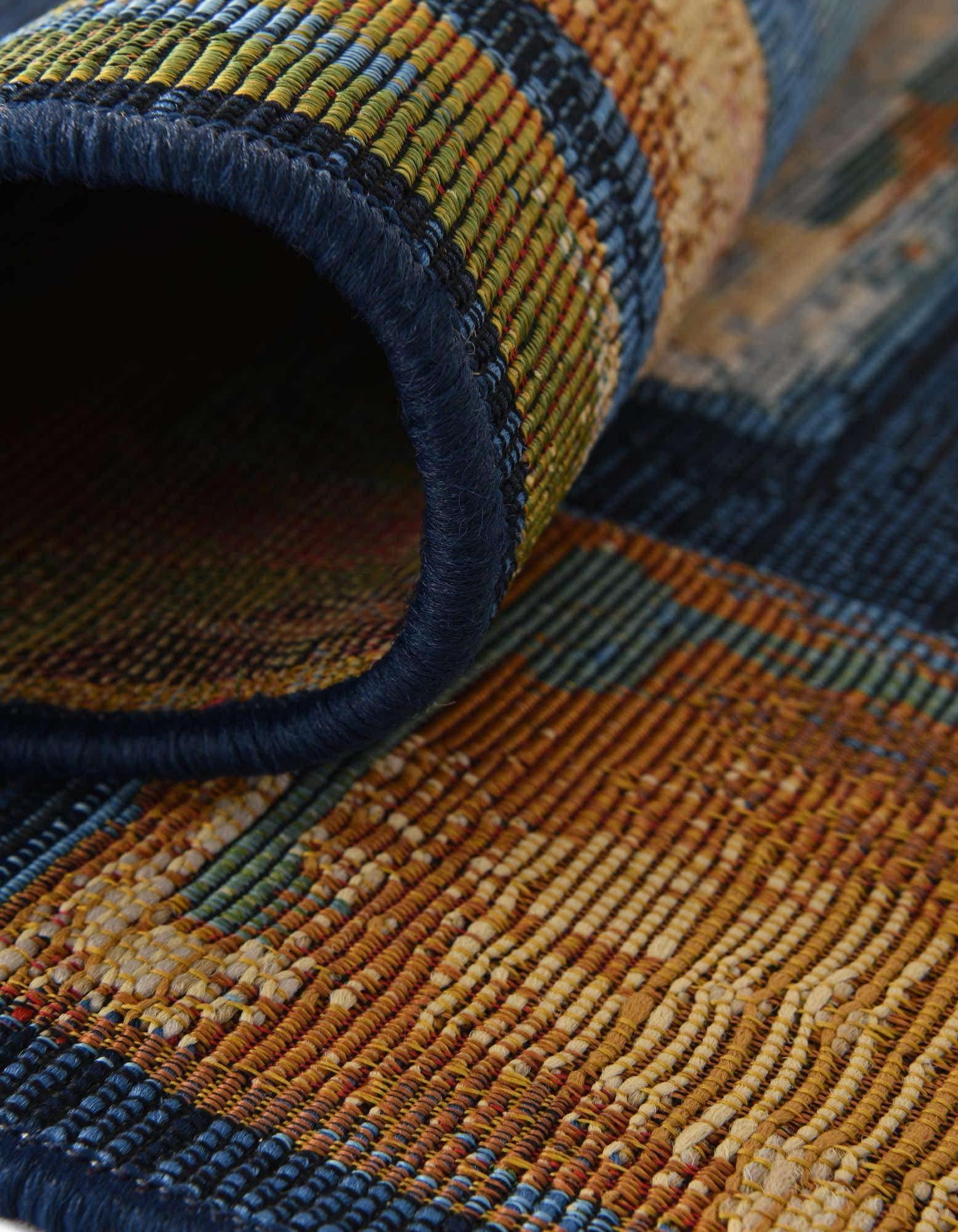 Unique Loom Unique Loom Outdoor Modern Collection Area Rug - Cubed (2' 7" x 7' 1" Runner, Multi/ Blue)