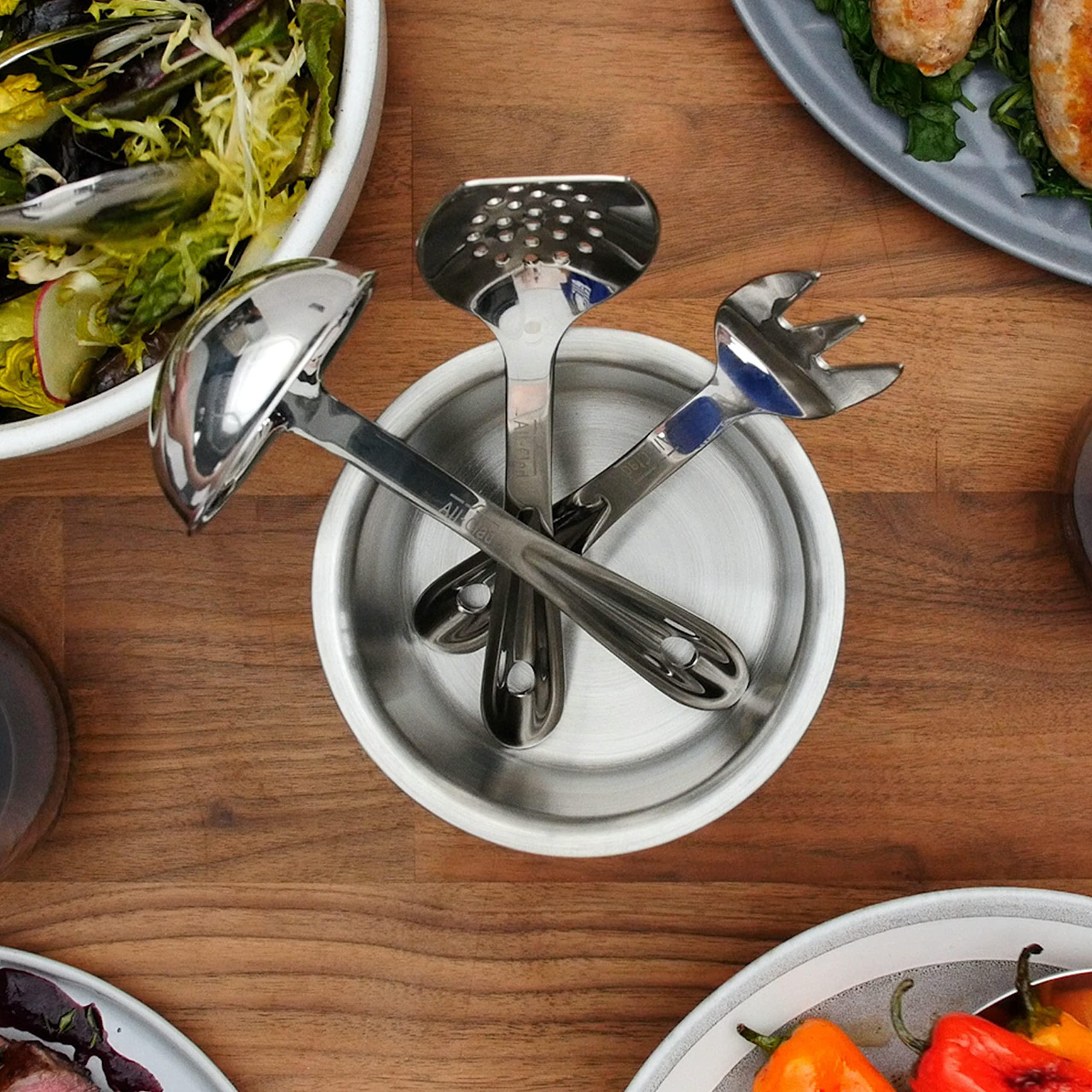 All-Clad All-Clad Specialty Stainless Steel Kitchen Gadgets 5 Piece Tool Set with Caddy Kitchen Tools, Kitchen Hacks Silver