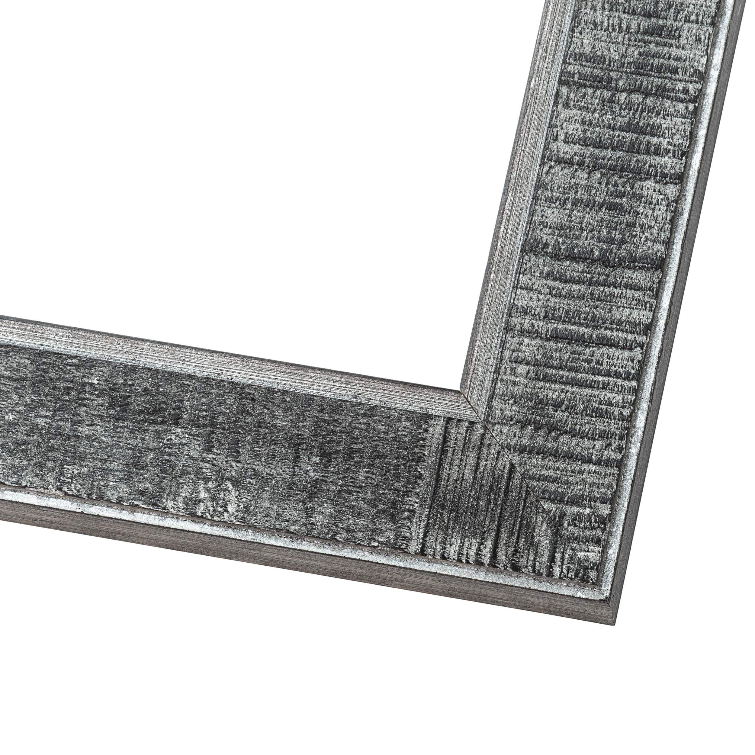 CustomPictureFrames.com 23x16 Frame Silver Black Rustic Sonoma Solid Wood Picture Frame | 1.5 Inch Moulding Width | Complete with UV Acrylic Plexiglass, Foam Board Backing & Hanging Hardware Included