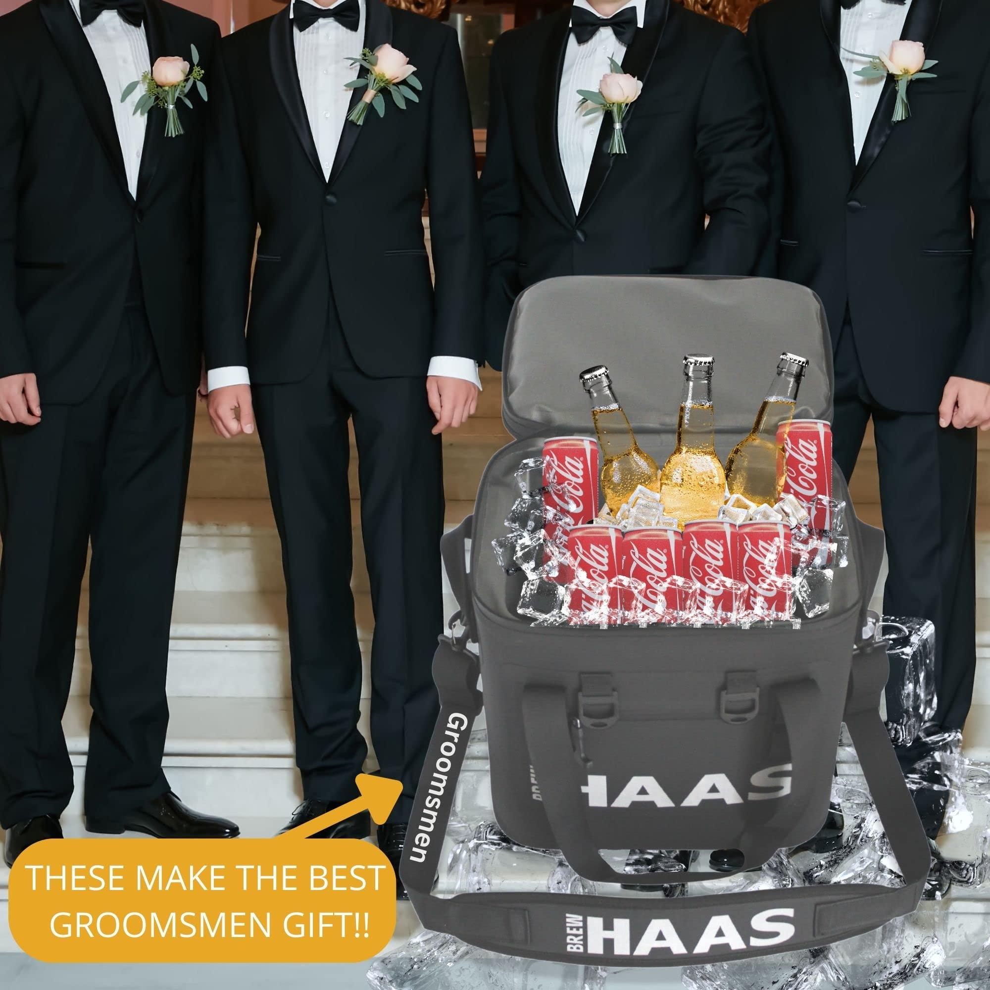 BREW HAAS BREW HAAS Personalized/Customized Soft Sided Cooler Bag, Matte Black, Leak Proof Zipper, Insulated, Waterproof, Keeps Items Cold for 24+ Hours for Groomsmen, Birthday gifts