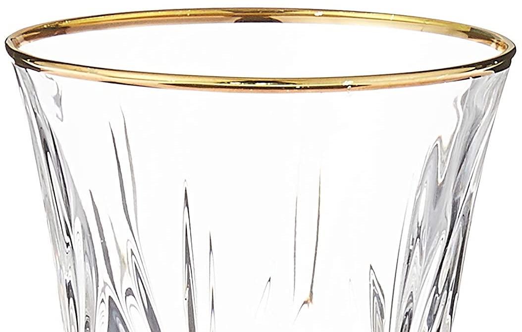 Lorren Home Trends Lorren Home Trends Siena Collection Crystal White Wine Glass with Gold Band Design, Set of 4,6 fl oz