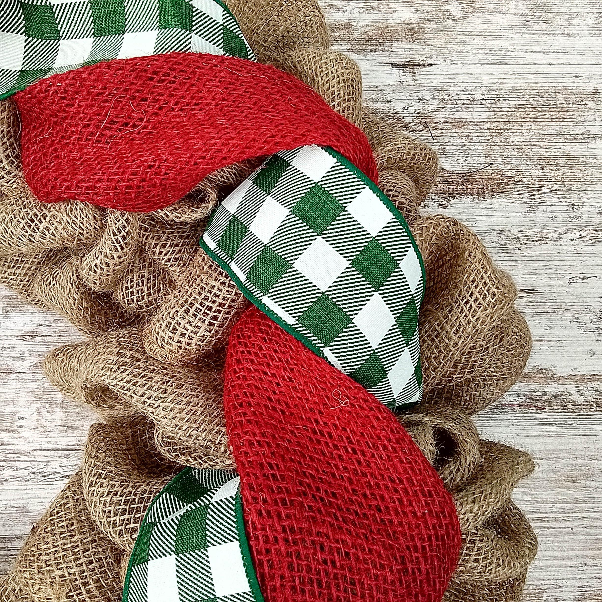 Pink Door Wreaths Buffalo Check Burlap Front Door Wreath - Black White Everyday Year Round Decor - Gift for Mom (Christmas, Custom)