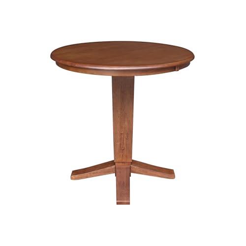 IC INTERNATIONAL CONCEPTS IC International Concepts 36 in Round Top Counter Height Pedestal Dining Table in Distressed Oak