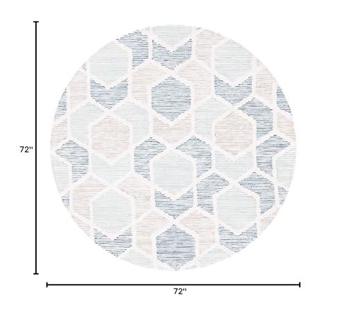 Safavieh SAFAVIEH Precious Collection 6' Round Turquoise PRE217K Handmade Boho Geometric Wool Area Rug