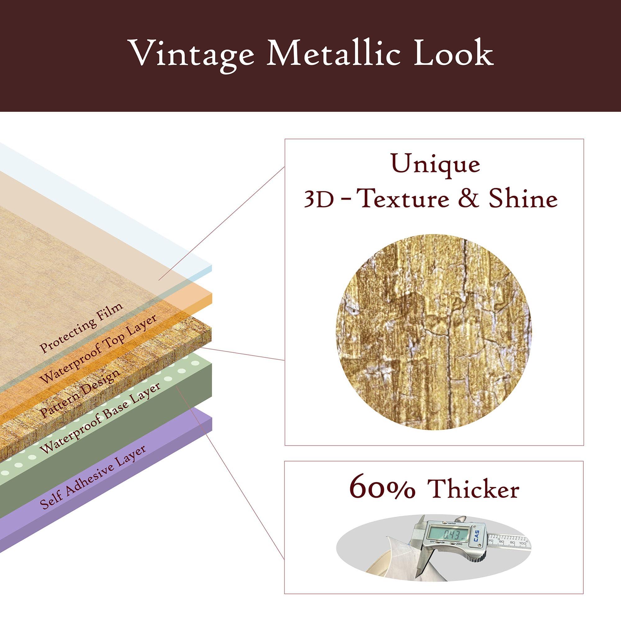 Very Berry Sticker Very Berry Sticker Metallic Gold Peel and Stick Self-Adhesive Wallpaper (24\" x 118\") for Home Dcor Bathroom Cabinet Renter Friendly