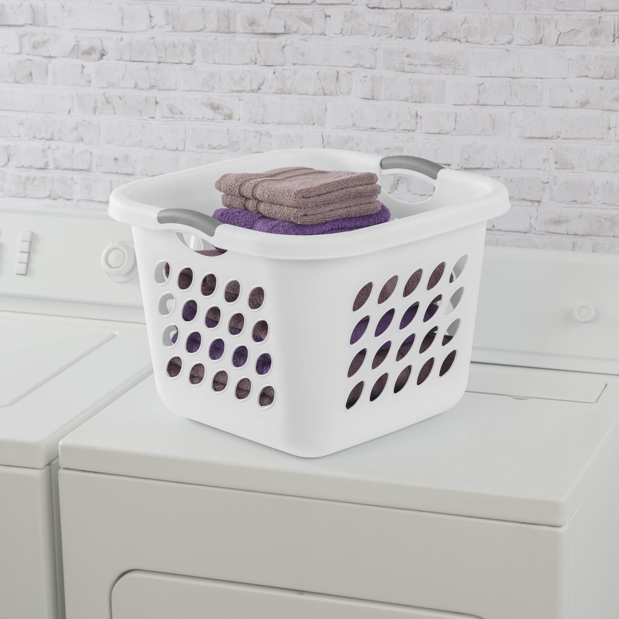 PEtbon PEtbon 1.5 Storage Bushel Square Laundry Basket Plastic, Laundry Hamper White