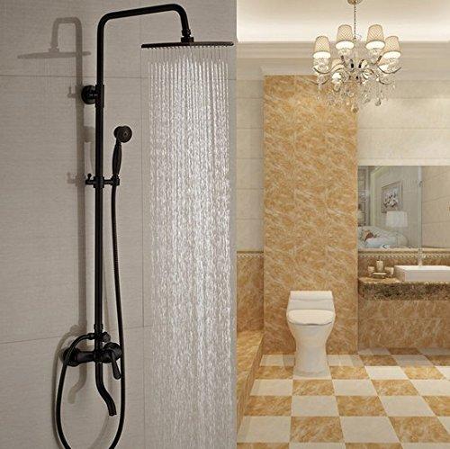 GOWE GOWE Oil-rubbed Bronze Exposed Bathroom Shower Faucet Complete Set Wall Mount Height Adjustable Tub Shower Mixer Taps