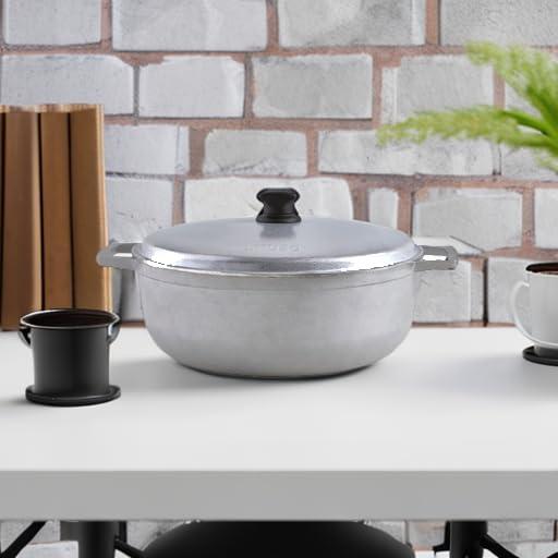 Imusa IMUSA USA Traditional Aluminum Colombian Natural Caldero Cookware, 3.7 Quart, Silver