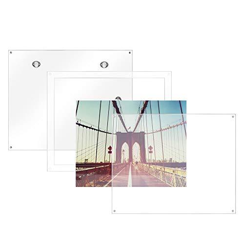 Isaac Jacobs International Isaac Jacobs 11x14 Wall-Mountable Clear Acrylic Picture Frame, Magnetic Photo Frame, Made for Gallery Display, Wall Space, Wall Décor, Art, Home or Office