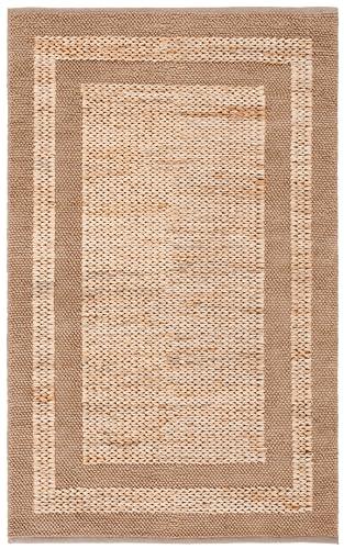 Safavieh SAFAVIEH Natural Fiber Collection Area Rug - 3' x 5', Natural, Rustic Farmhouse Boho Style, Handmade Jute & Cotton, Ideal for The Living Room, Bedroom, Dining Room (NFB378A-3)
