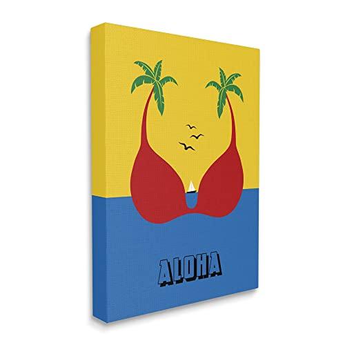 Stupell Industries Stupell Industries Tropical Aloha Saying Swimsuit Palm Trees, Design by Atelier Posters