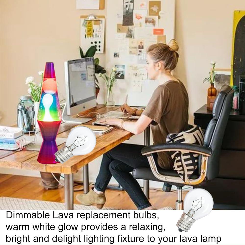 PaeorRorL Lava Lamp Bulb 6 Pack 25W S11 E17 Base Replacement Light Bulbs for 14.5 Inch Lava Lamps and Glitter Lamps,120 Volt,Dimmable,2700K Warm White