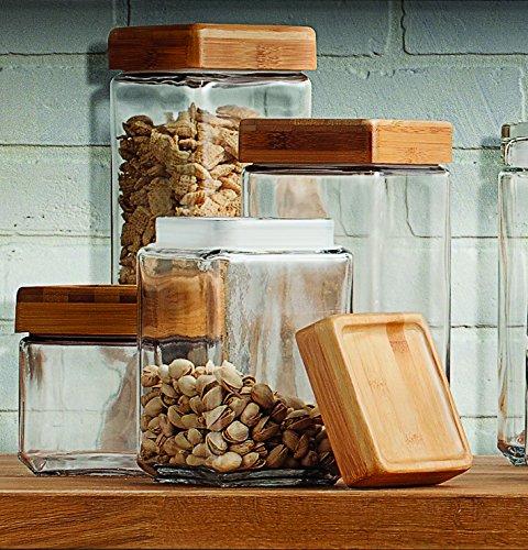 Anchor Hocking Anchor Hocking 2 Quart Stackable Glass Jar with Bamboo Lid (8 piece, hand-wash)