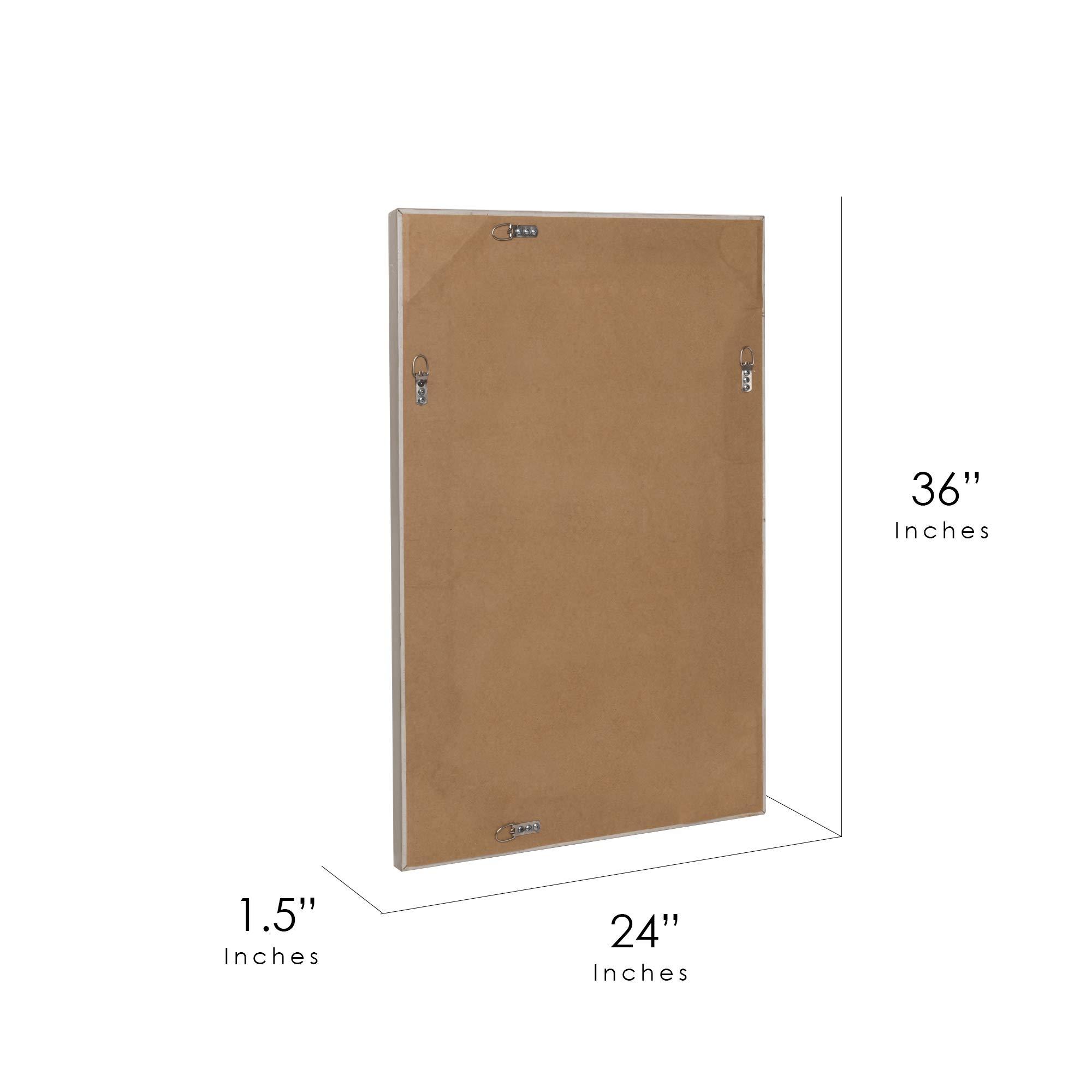 Head West Head West Champagne Silver Metro Beaded Glass Framed Vanity Mirror - Beveled Vintage Accent Decorative Mirrors for Wall Decor, Modern Bathroom Mirrors for Over Sink, Bedroom, Entryway 24\"x36\"