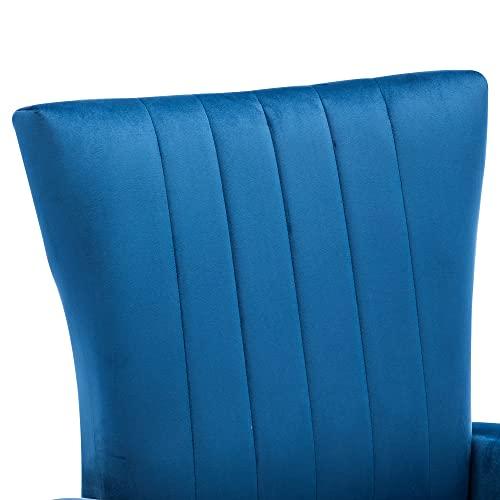LSSPAID LSSPAID Velvet Accent Chairs Set of 2, Modern Fabric Upholstered Living Room Chairs Armchairs with Wing Back and Metal Legs, Navy Blue
