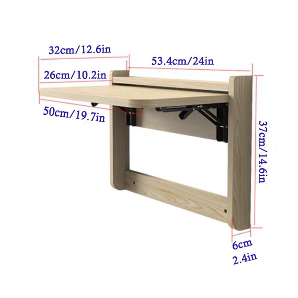 TGjan Direct Store Wall Mounted Drop Leaf Table, Fold Down Dining Table,Folding Floating Computer Desk, Small Workbench for Home Office Laundry Room (Color : Yellow, Size : 50x26cm/20x10in)
