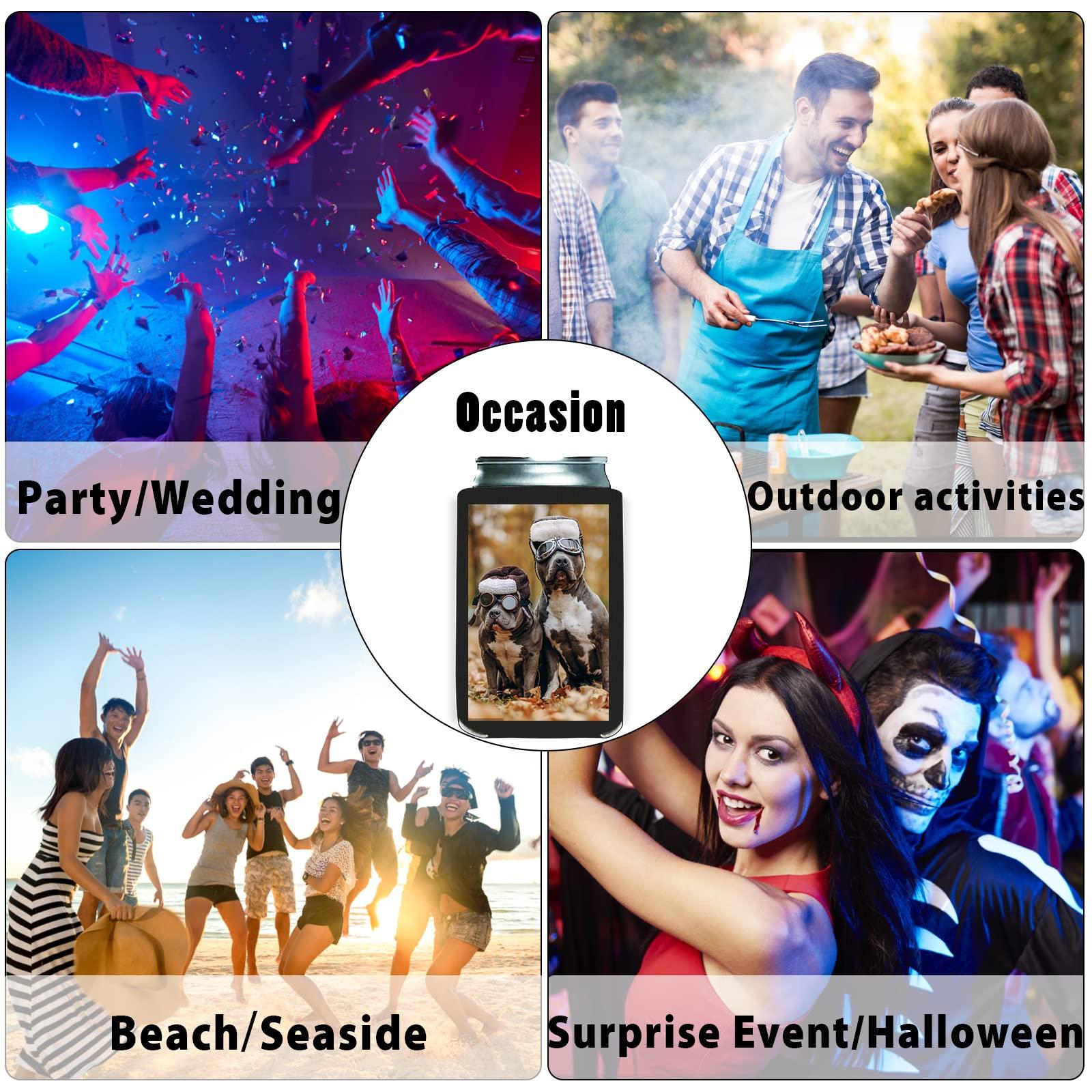 Genericfactory Personalized Can Cooler Sleeves Custom Beer Cozy Bulk Customized with Image Text Logo Insulated Beverage Bottle Holder Cover for Wedding Birthday Party