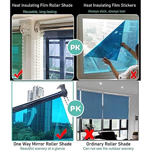WAHHWF Reflective Window Roller Shade One Way Mirror, Sun Blocking Anti-UV Heat Reducing Roll Up Blinds for Home/Office, 33.4 37.4 41.3 45.2 49.2 53 57 61 inch Wide (Size : 115cmx260cm(45.2"x102.3"))