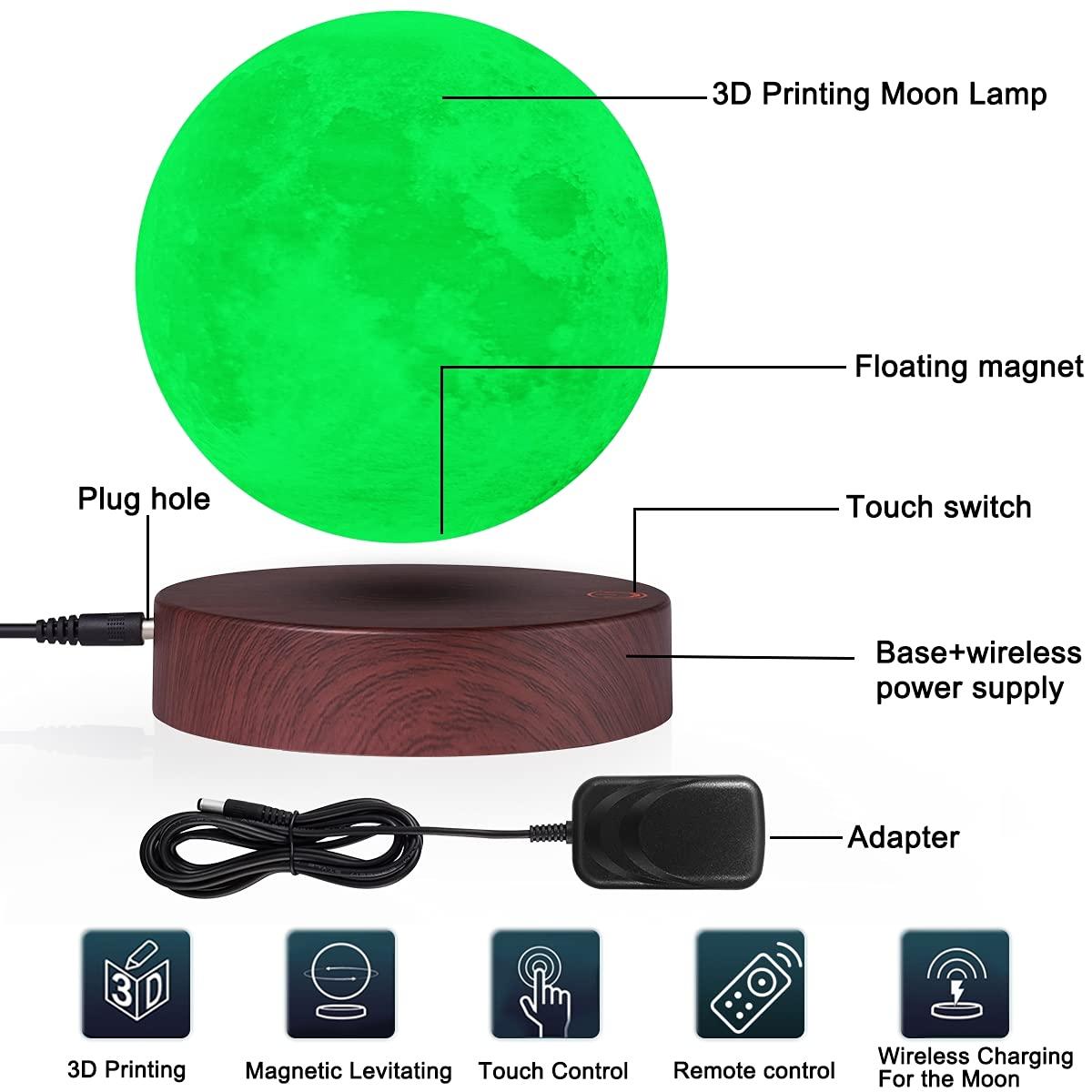 VGAzer VGAzer Levitating Moon Lamp -3D Floating Night Lamp with Remote Control 16 Colors Night Light,Christmas Gift for Baby, Children, Girls, Boys
